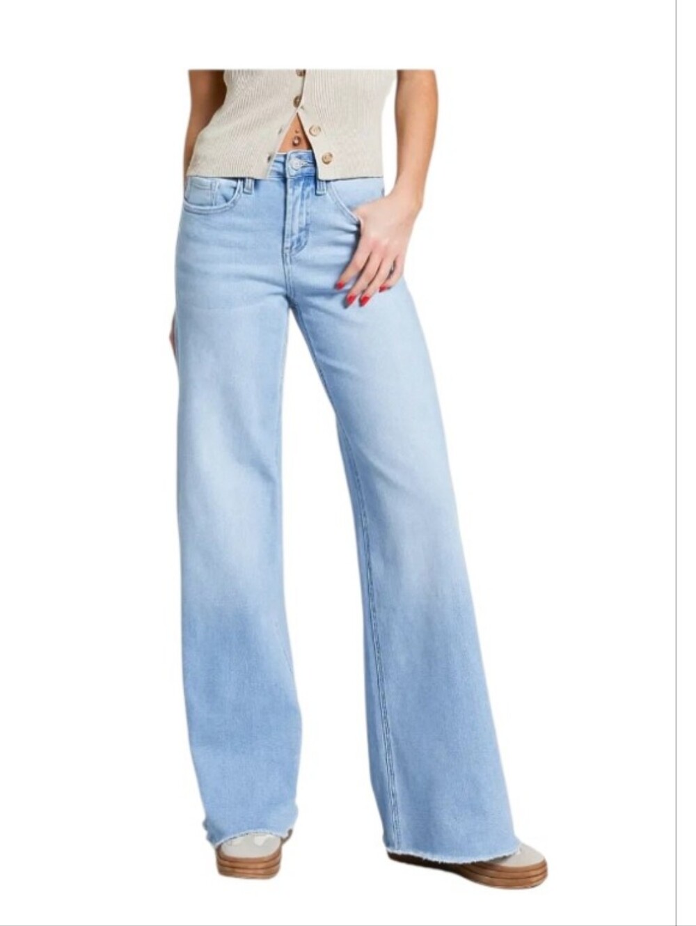 NWT. Vervet Olivia Wide-leg Raw Hem Jeans Sz. 29